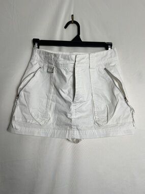 Zara White Utility Skort with Zip Pocket Accents